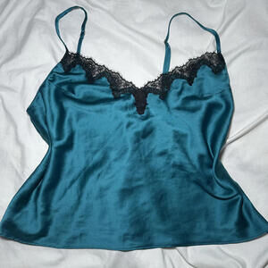 Y2K Victoria’s Secret Teal Satin Lace Cami